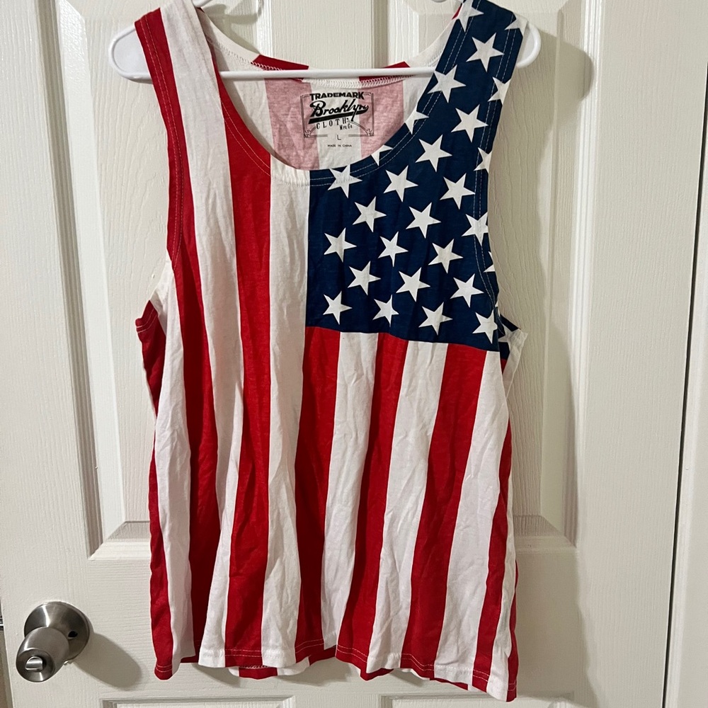 Brooks Red and White Patriotic Tank Top